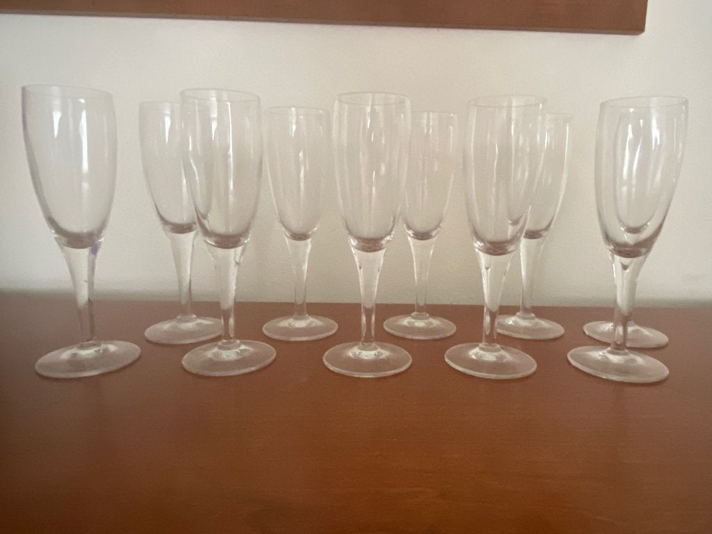 Lot de 10 flûtes à champagne en verre – état impeccable, Maison & Meubles, Verre ou Verres, Enlèvement ou Envoi, Comme neuf, Verre