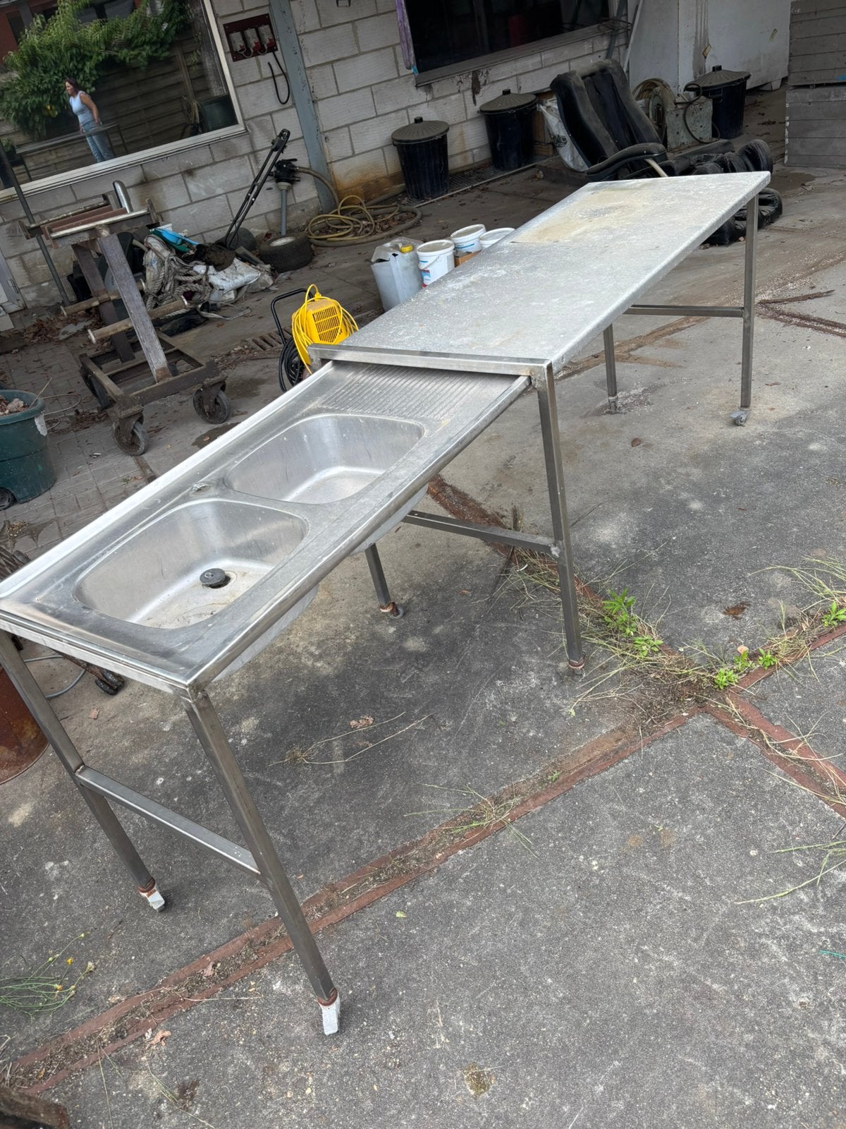 Inox Schuifbare tafel, Enlèvement, Comme neuf