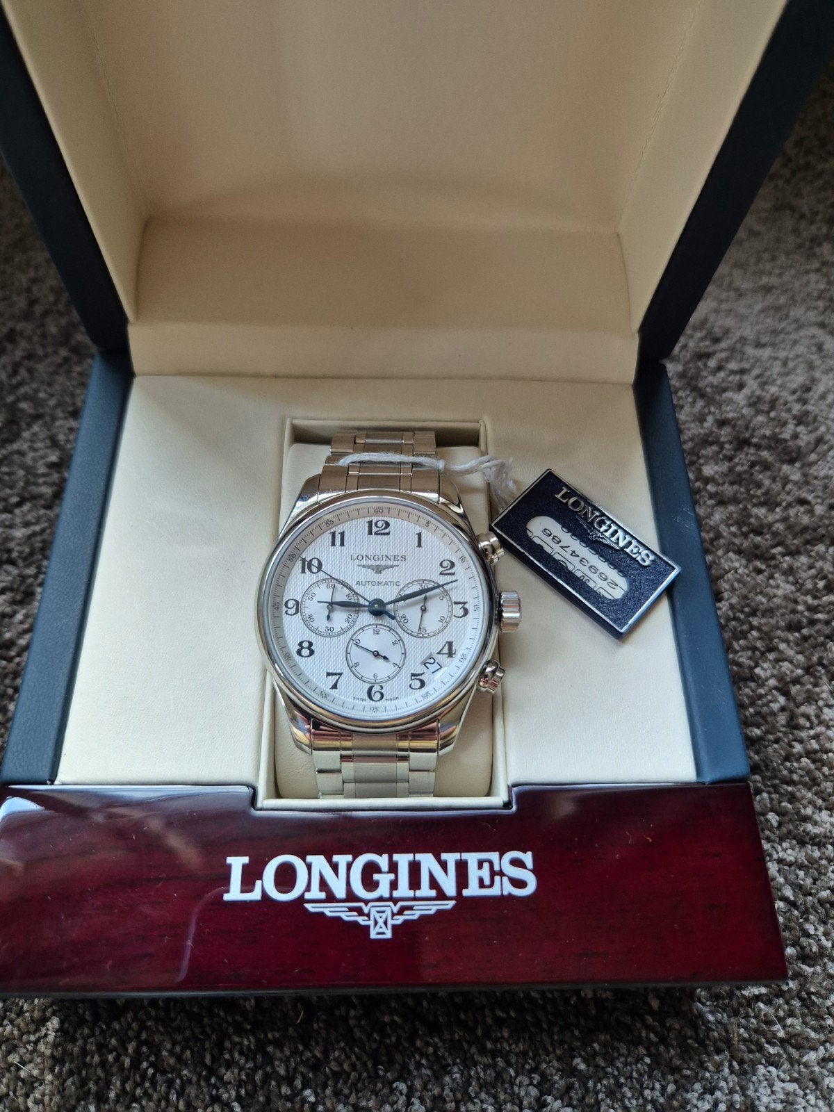 Longines Master Collection Chronograph 44mm, Handtassen en Accessoires, Sporthorloges, Ophalen, Conditie