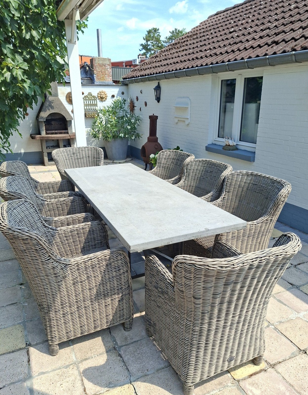 8 Wicker Tuinstoelen, Tuin en Terras, Tuinsets en Loungesets, Ophalen, Gebruikt, Wicker