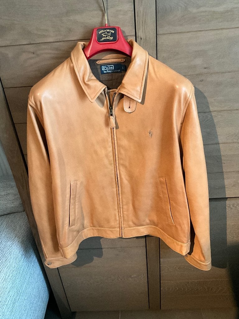 Polo ralph lauren lederen jas, Kleding | Heren, Jassen | Zomer, Ophalen, Maat 52/54 (L), Bruin, Nieuw