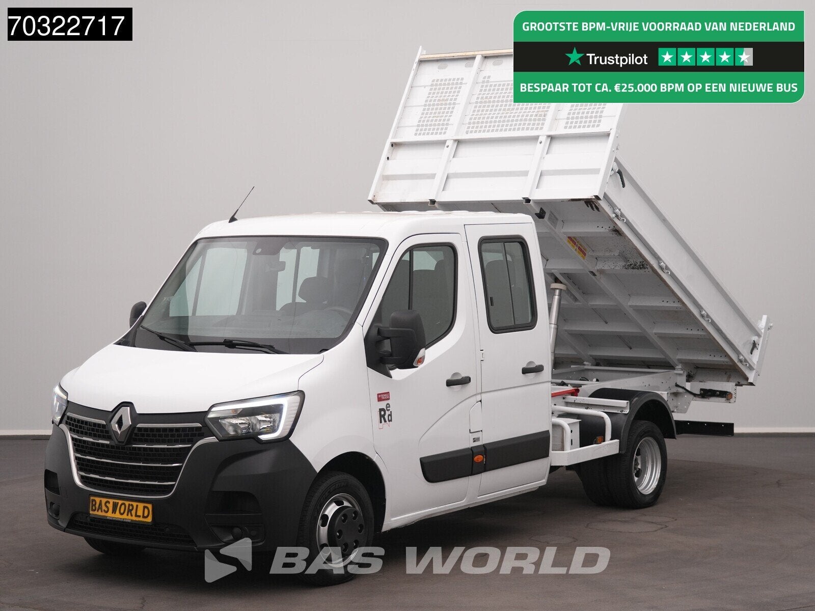 Renault Master 130PK Kipper Dubbel Cabine 3500kg trekhaak Ai, Auto's, Bestelwagens en Lichte vracht, Gebruikt, Euro 6, 4 cilinders
