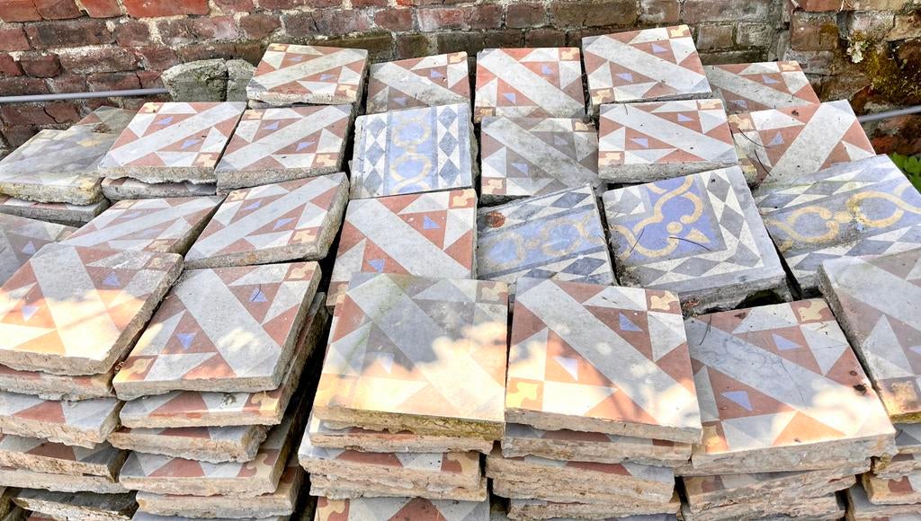Partij (niet gekuiste) oude cementtegels weg te geef!!, Ophalen, Overige materialen, Gebruikt, Overige typen
