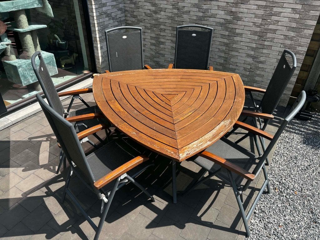 Tuinset - tafel en stoelen, Tuin en Terras, Ophalen, Gebruikt, 6 zitplaatsen, Tuinset