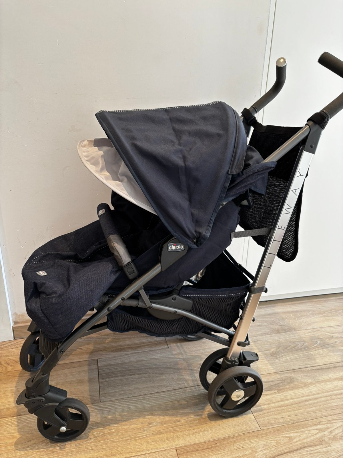 Chicco buggy liteway donkerblauw, Kinderen en Baby's, Ophalen, Gebruikt, Voetenzak