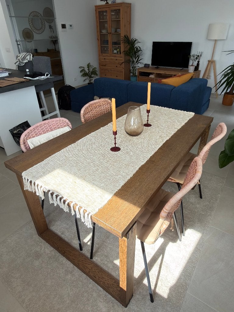 Table à manger (plaqué chêne) | Excellent état, Quatre personnes, 50 à 100 cm, Comme neuf, 100 à 150 cm