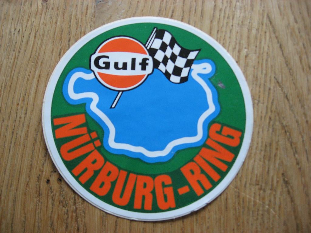 Gulf Nurburg-Ring Circuit Finish Vlag Tankstation Sticker, Verzamelen, Ophalen of Verzenden, Nieuw, Auto of Motor