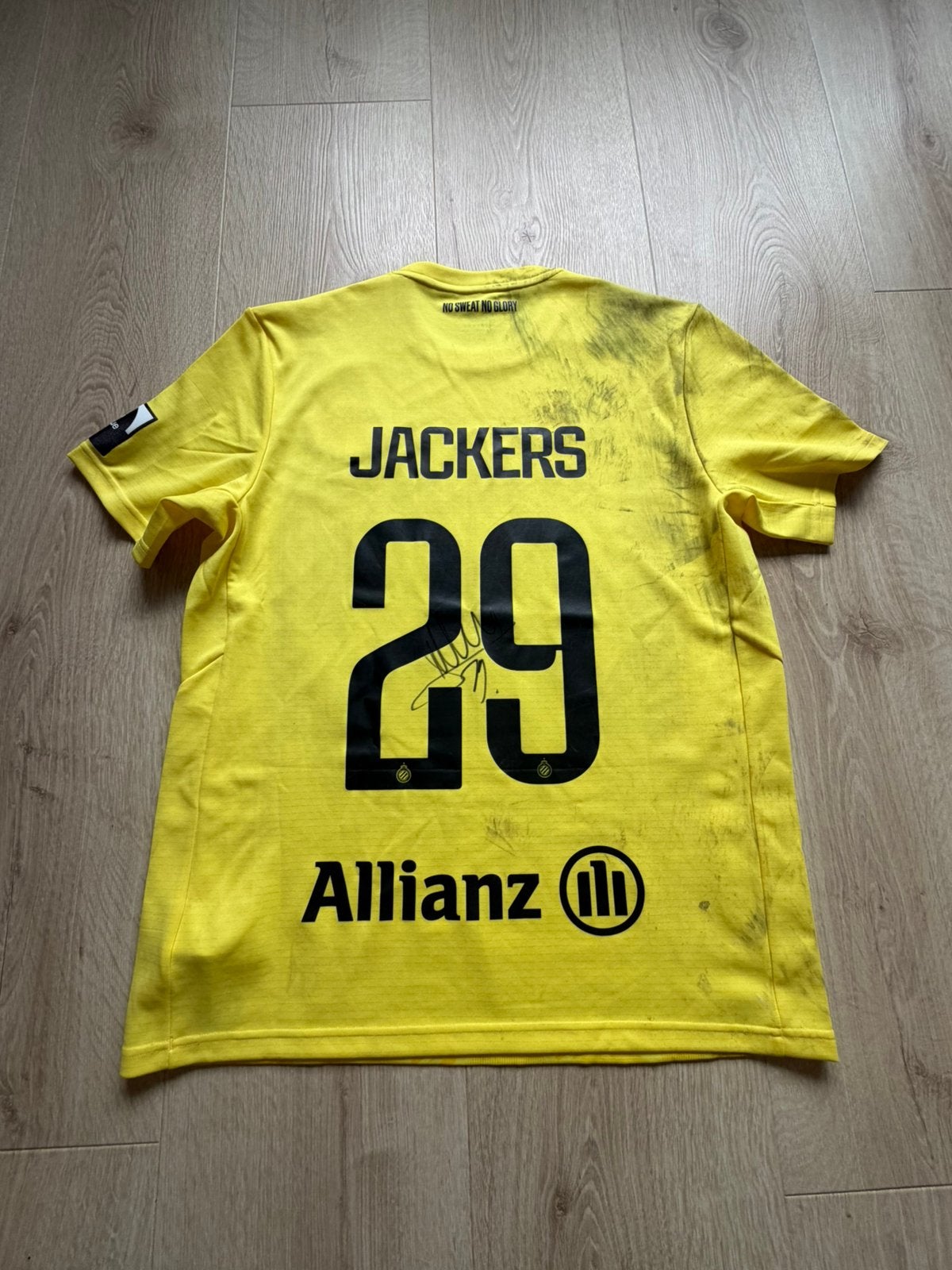 Matchworn + gesigneerd shirt van Nordin Jackers, Ophalen of Verzenden, Zo goed als nieuw, Geel