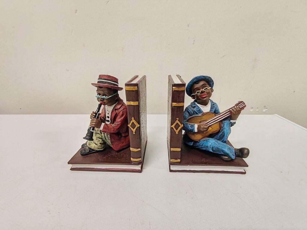 Mooie vintage boekensteun jazz muzikanten, Ophalen
