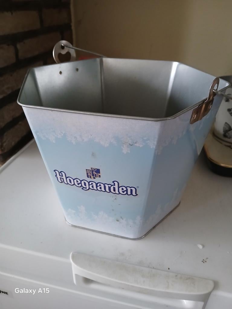 Blikken emmer HOEGAARDEN BIER, Ophalen of Verzenden, Zo goed als nieuw, Overige typen, Overige merken