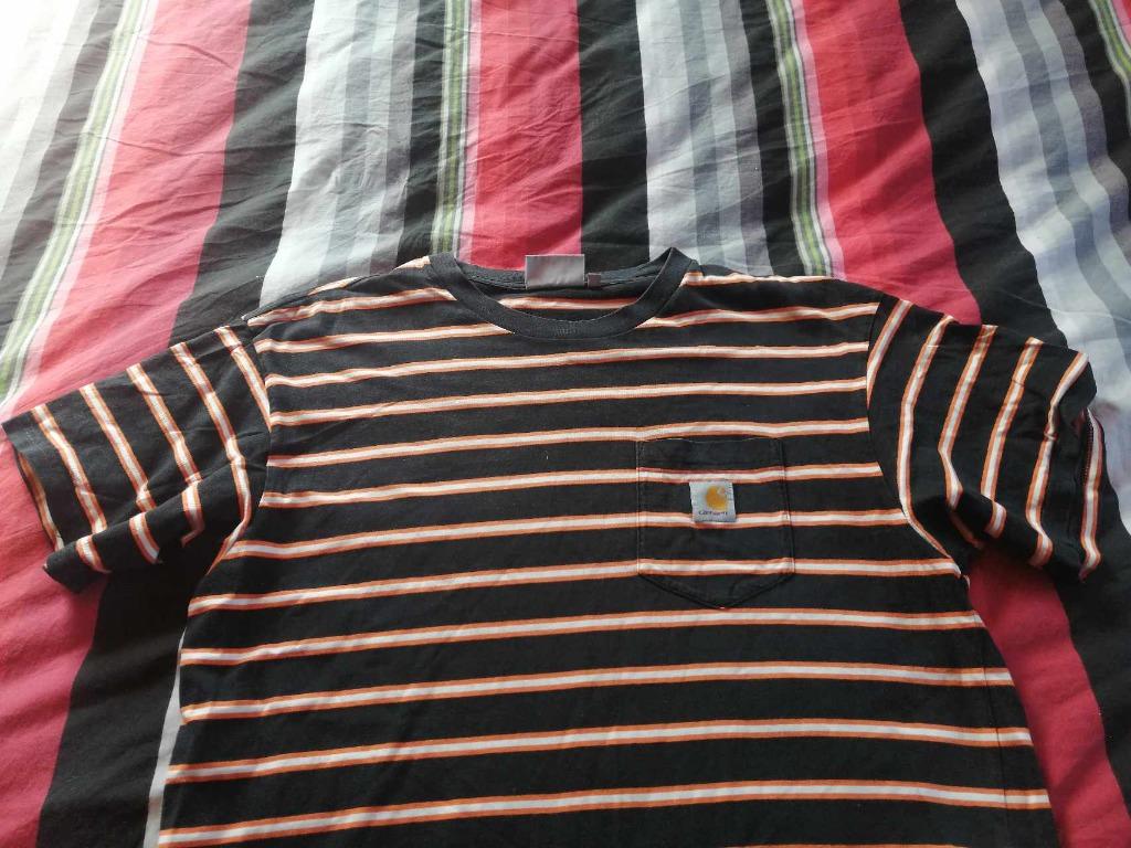 T-SHIRT ZWART/ORANJE MERK CARHARTT– MAAT M, Kleding | Heren, T-shirts, Maat 48/50 (M), Zwart, Carhartt, Ophalen of Verzenden
