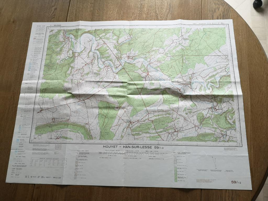 Carte topographique ancienne Houyet - Han-sur-Lesse, Enlèvement ou Envoi, Belgique, Comme neuf, Carte géographique