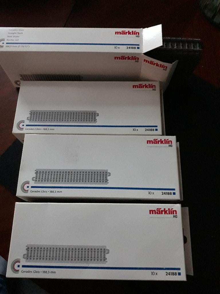 marklin rechte C rails 188,3 mm NIEUW  40 st, Enlèvement, Neuf, Rails, Märklin