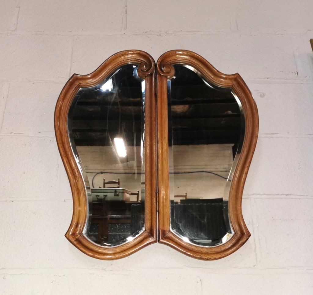 Oude Louis XV spiegel met dikke eiken kader H 67 B 63, Antiek en Kunst, Ophalen, Overige vormen, 50 tot 100 cm, Minder dan 100 cm