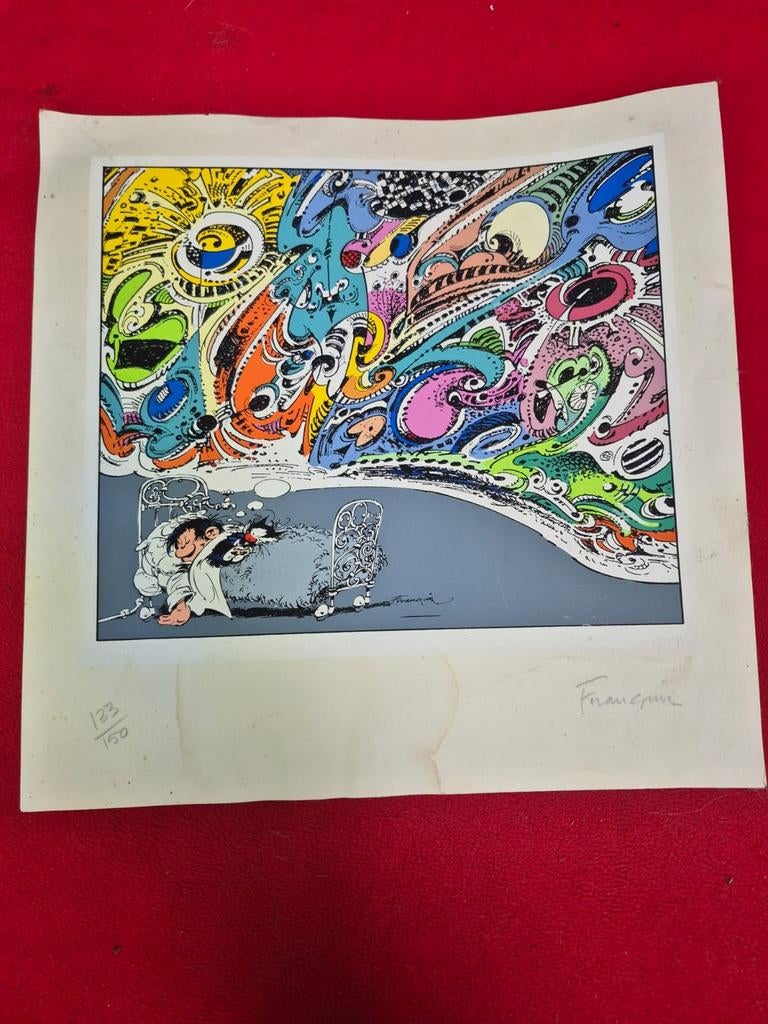 Sérigraphie Gaston Lagaffe signé Franquin série limitée, Ophalen
