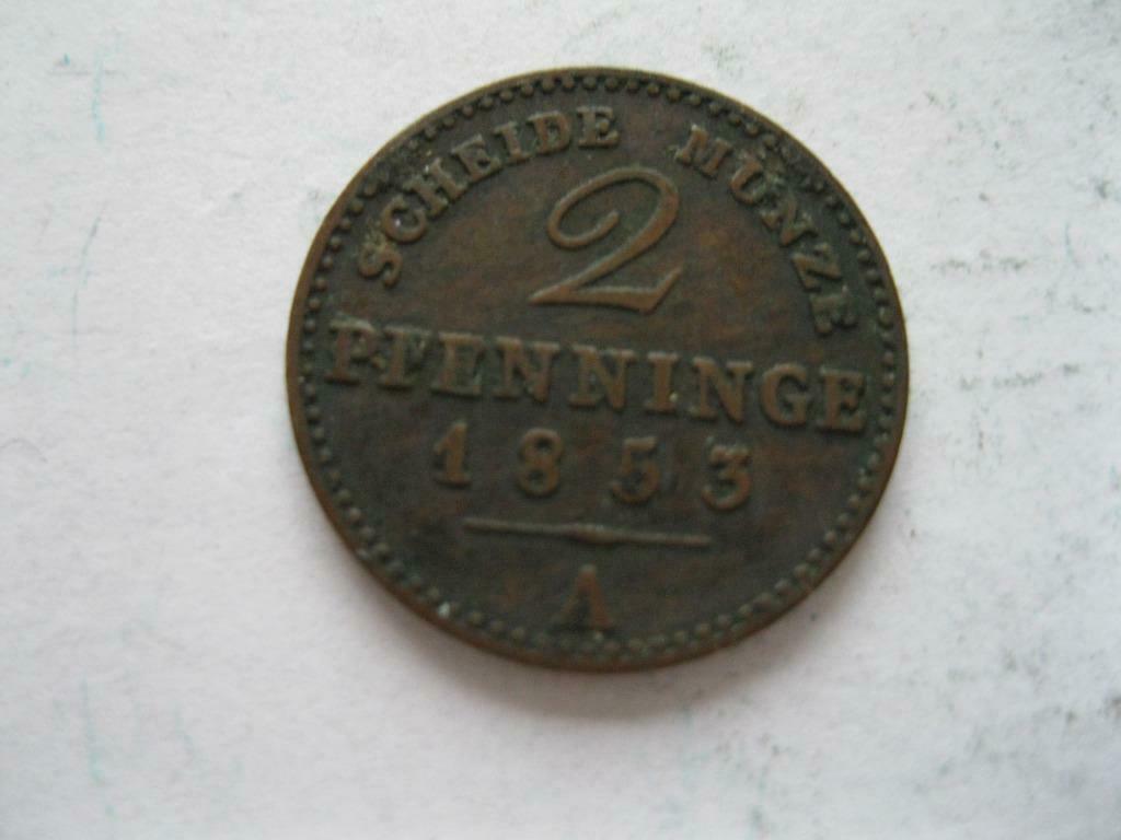 2 Pfenninge 1853 A  Einen Thaler, Postzegels en Munten, Munten | Europa | Niet-Euromunten, Ophalen of Verzenden, Duitsland, Losse munt