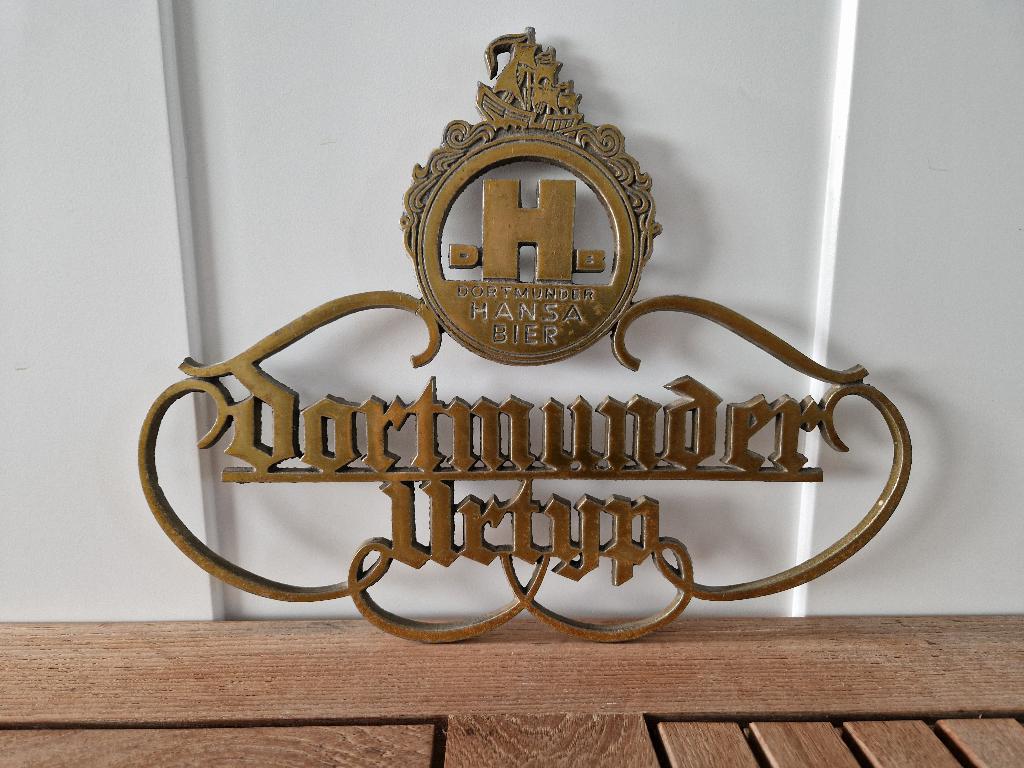 Gietijzeren Dortmunder Hansa Bier reclame wandornament Urtyp, Enlèvement ou Envoi, Utilisé, Panneau, Plaque ou Plaquette publicitaire