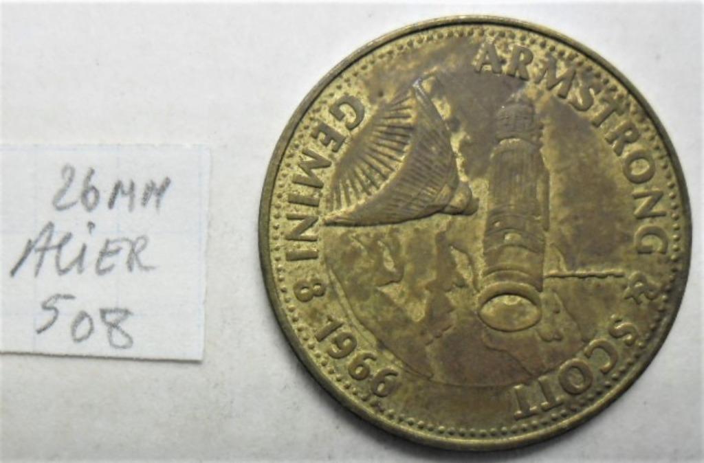 Shell-token 26 mm Armstrong & Scott gemini 8-token, Postzegels en Munten, Penningen en Medailles, Overige materialen, Ophalen of Verzenden