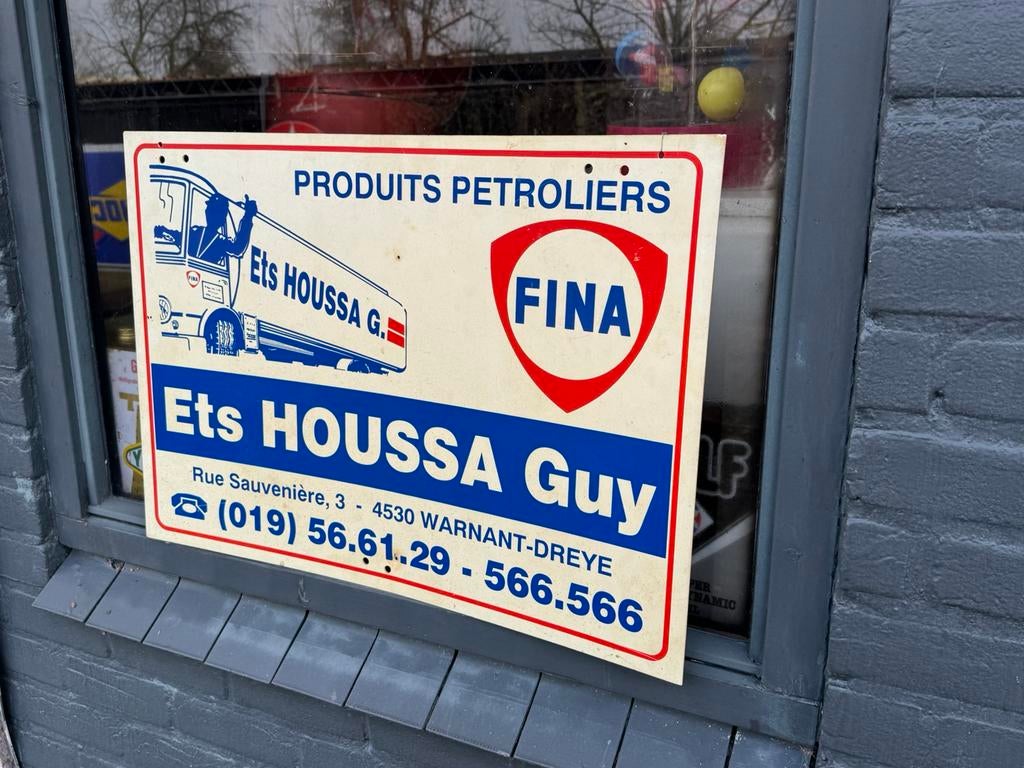 FINA oud reclamebord, Verzamelen, Ophalen of Verzenden, Gebruikt, Reclamebord