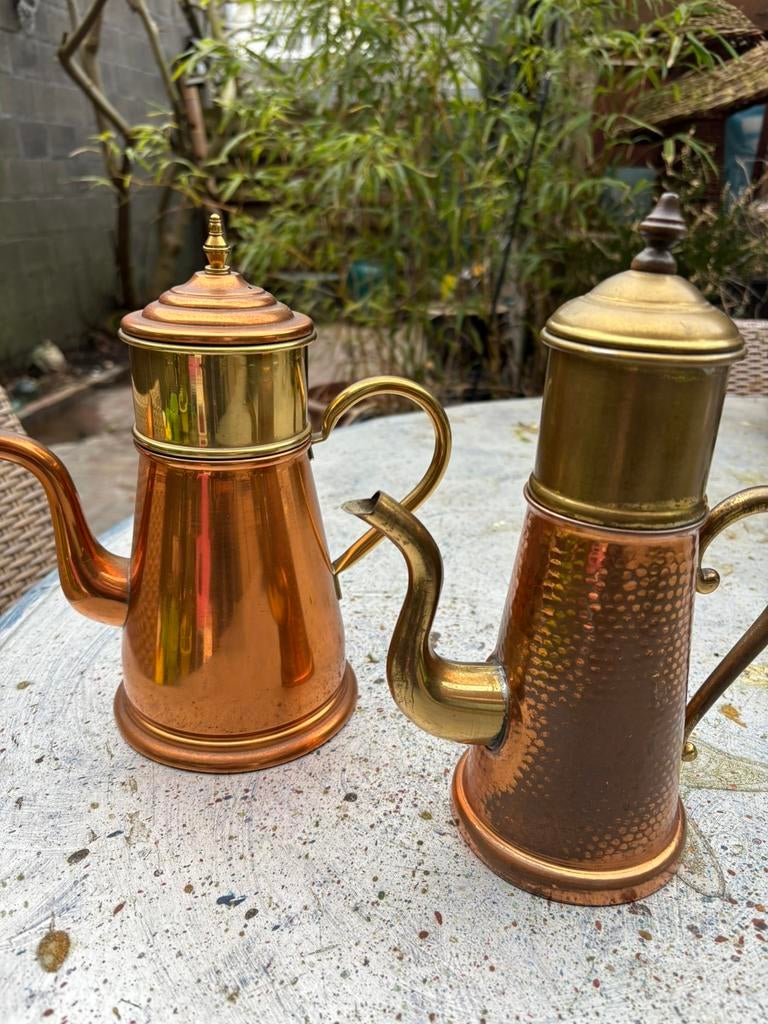 2 koperen koffie potjes, Antiek en Kunst, Ophalen