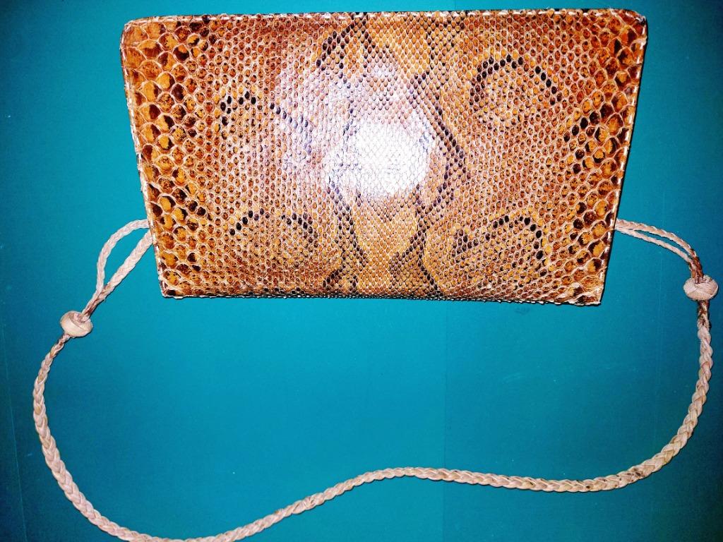 Sac a main en peau de serpent véritable, Autres marques, Cuir, Enlèvement ou Envoi, Beige