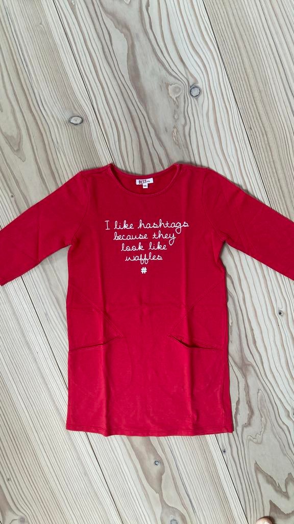 Rood kleed jurk meisje maat 146 sweatshirt stof, Meisje, JBC, Ophalen of Verzenden, Zo goed als nieuw