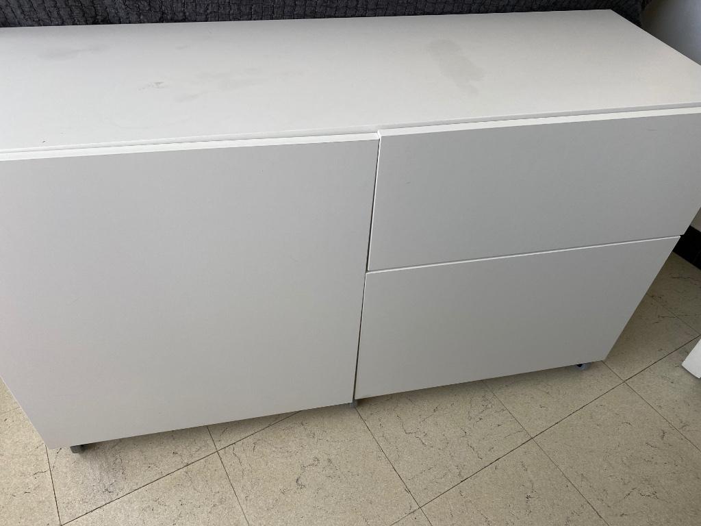 Mooie witte kast met deur en lades, Ophalen, Gebruikt, 100 tot 150 cm, Minder dan 100 cm