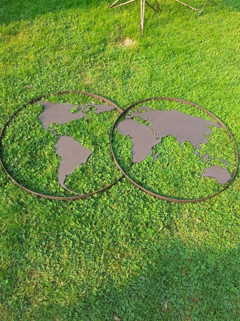 SUPERBE CARTE MONDIALE EN FER FORGE PATINE A SUSPENDRE, Jardin & Terrasse, Enlèvement
