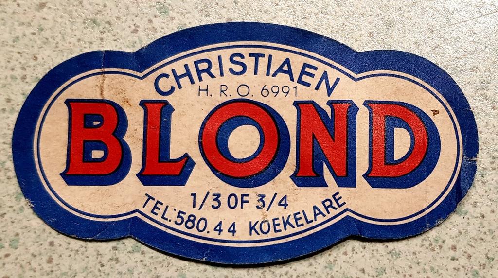 Étiquette de bière BLOND Christiaen Koekelare, Enlèvement ou Envoi, Comme neuf