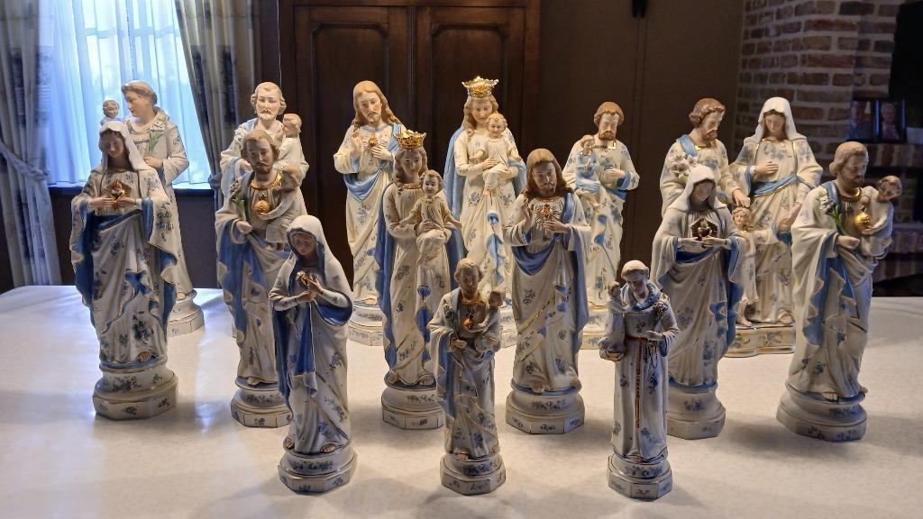 47oude heiligen beelden,porselein,biscuit,zie omschrijving, Antiek en Kunst, Ophalen