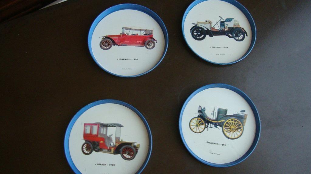 4 sous-verres de Samo chips avec des vieilles voitures desus, Collections, Marques de bière, Comme neuf, Sous-bock, Enlèvement ou Envoi