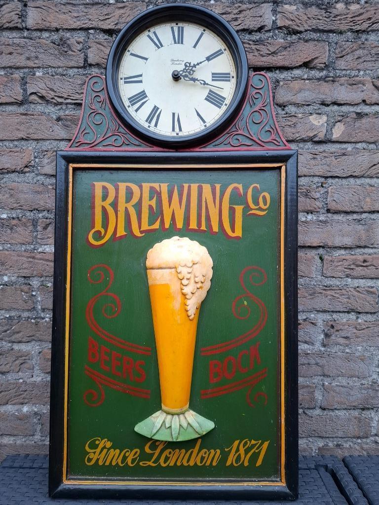 Assiette de pub en bois authentique Brewing Co Beers Bock, Enlèvement ou Envoi, Comme neuf, Panneau, Plaque ou Plaquette publicitaire