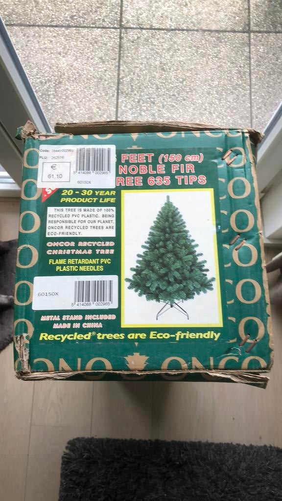 Sapin de Noël en plastique 1,50 cm et accessoires, Divers, Noël, Comme neuf, Enlèvement