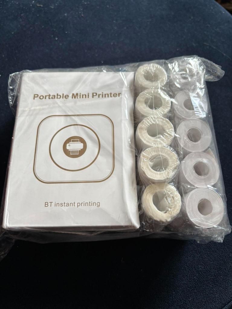 Portable Mini printer Blue and 5 rolls of printer paper, Computers en Software, Printers, Ophalen of Verzenden, Nieuw, Printer
