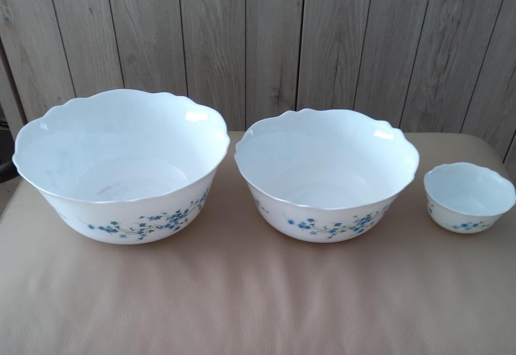 3 plats arcopal motifs Myosotis., Ophalen
