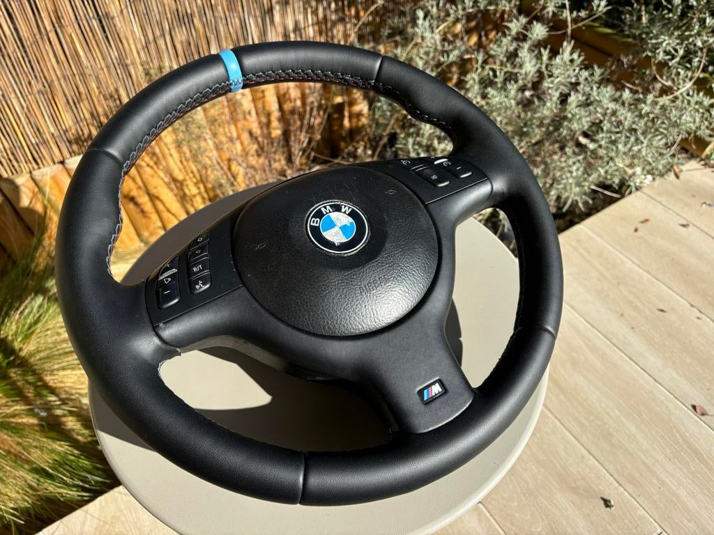 Volant BMW Pack M cuir lisse bague bleue E46 E39, Enlèvement ou Envoi, BMW