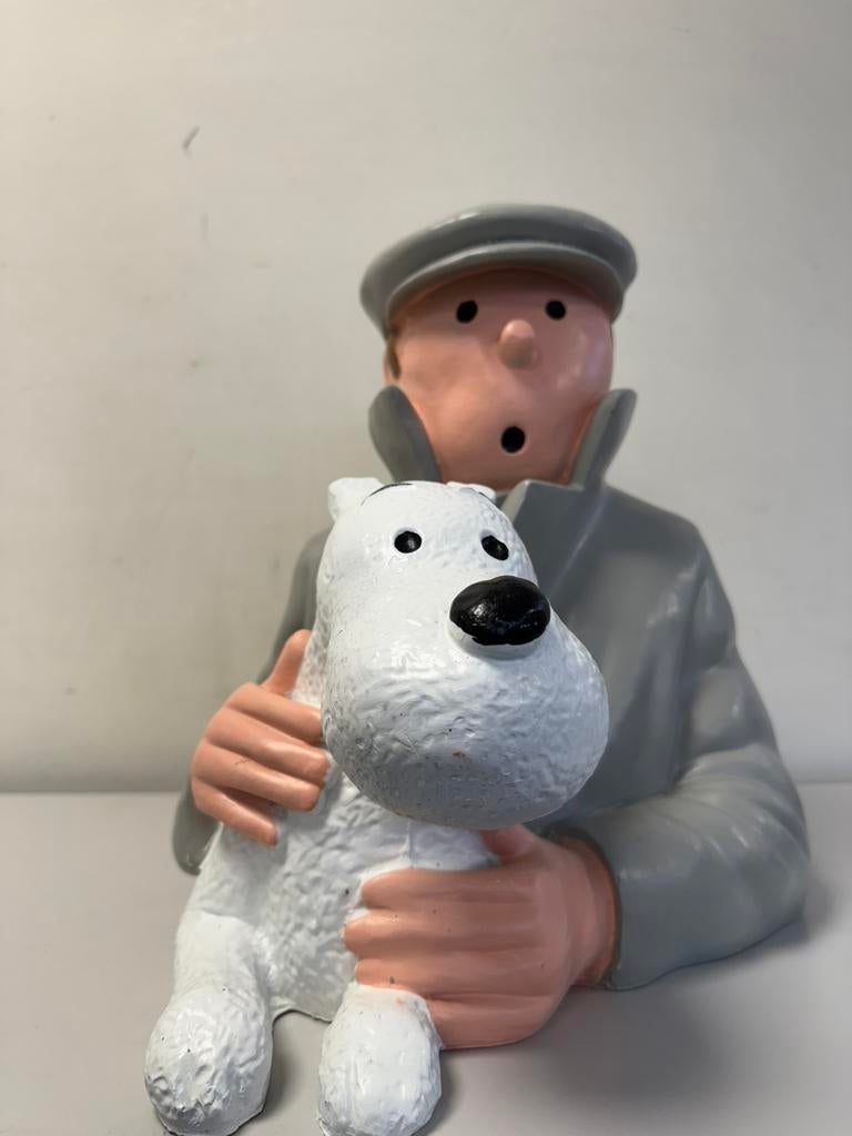 Kuifje beeld / buste met Bobby, Ophalen of Verzenden, Kuifje, Zo goed als nieuw, Beeldje of Figuurtje
