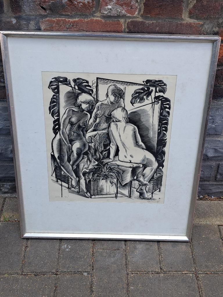 lithographie les 3 nu signe gerard gaudaen, Antiek en Kunst, Ophalen of Verzenden