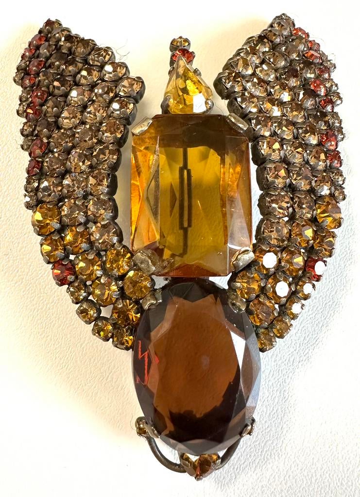 Broche en strass années 80.  9 x 6 cm, Bijoux, Sacs & Beauté, Bijoux anciens, Autres matériaux, Broche