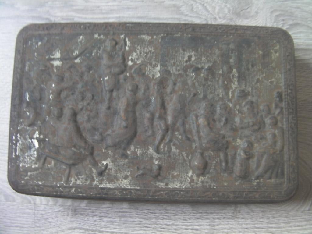 vieille boîte à biscuits en fer-blanc Teniers, Enlèvement ou Envoi, Utilisé, Biscuits, Autres marques