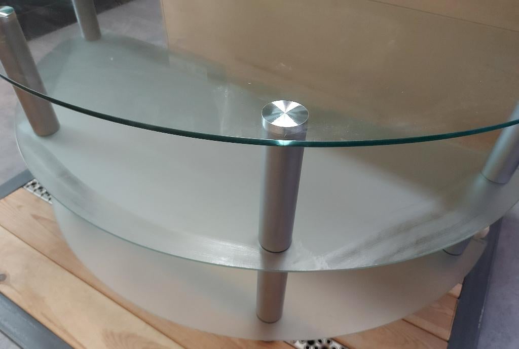 glazen tv meubel, Ophalen, 100 tot 150 cm, Zo goed als nieuw, Glas