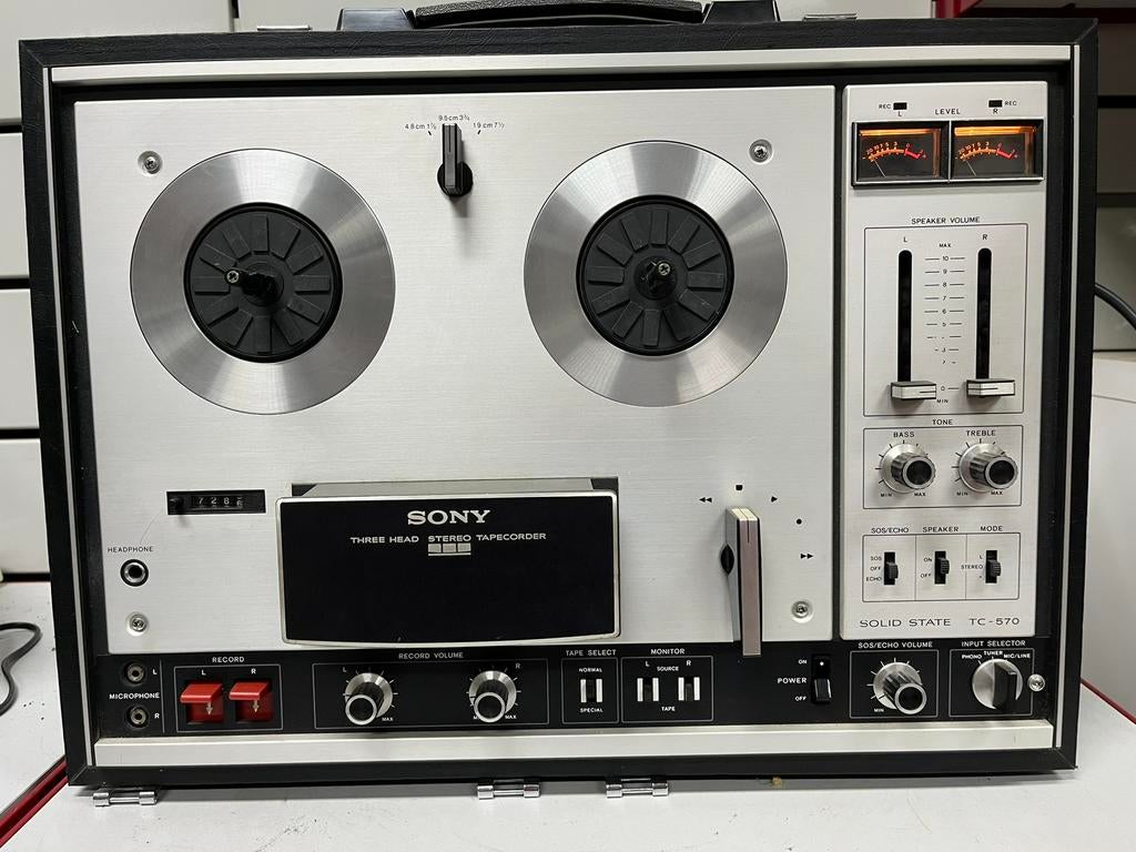 Magnétophone à bandes Vintage SONY TC-570 – Combo Stéréo +HP, Enlèvement, Magnétophone, Avec bandes