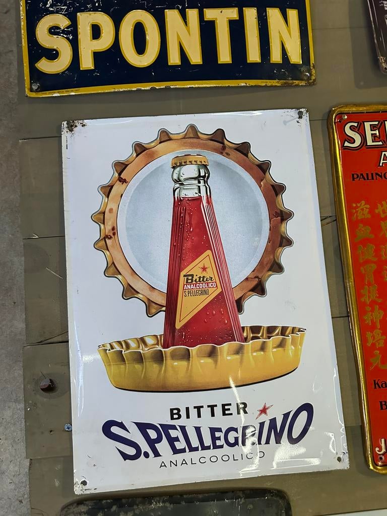 Vintage reclamebord — S. Pellegrino Bitter, Verzamelen, Merken en Reclamevoorwerpen, Zo goed als nieuw, Ophalen of Verzenden