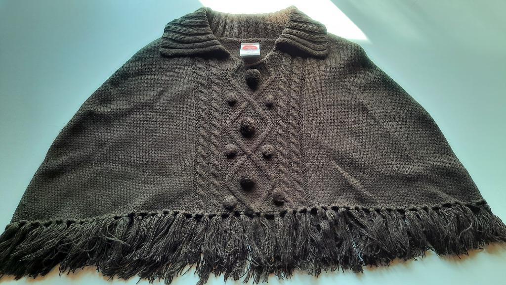 zeer mooie gebreide poncho - bruin - maat 158 / 164, Kinderen en Baby's, C&A, Meisje, Trui of Vest, Ophalen of Verzenden