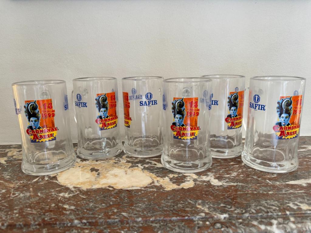 Zes bierglazen SAFIR AALST, Enlèvement, Neuf, Verre ou Verres, Autres marques