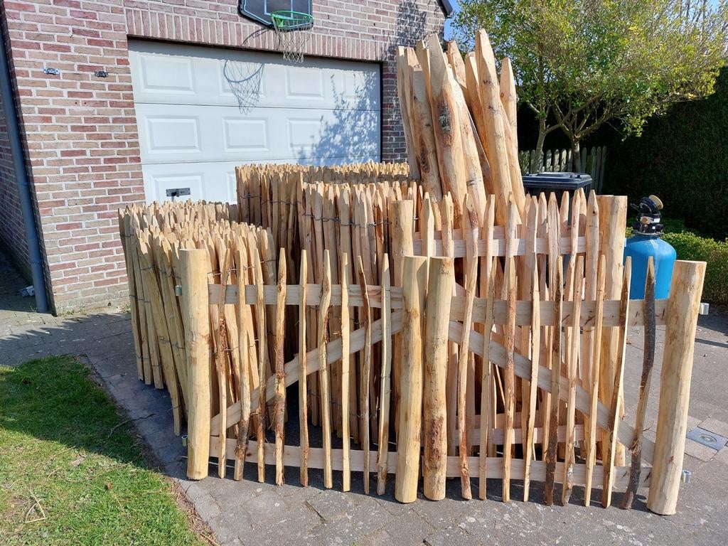 Kastanje kastanjehouten poortje hekwerk palen, Enlèvement, Neuf, Poteaux