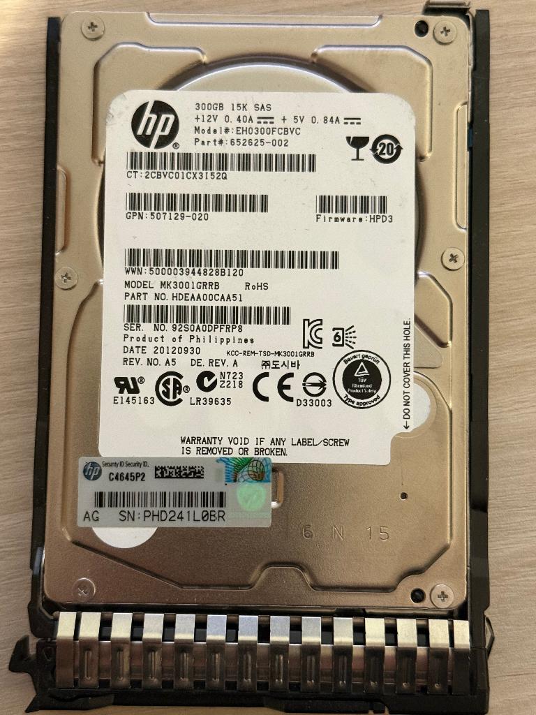 4x HP SAS HDD 300GB 15K 652625-002 EH0300FCBVC, Computers en Software, Harde schijven, Intern, Gebruikt, SAS, Server