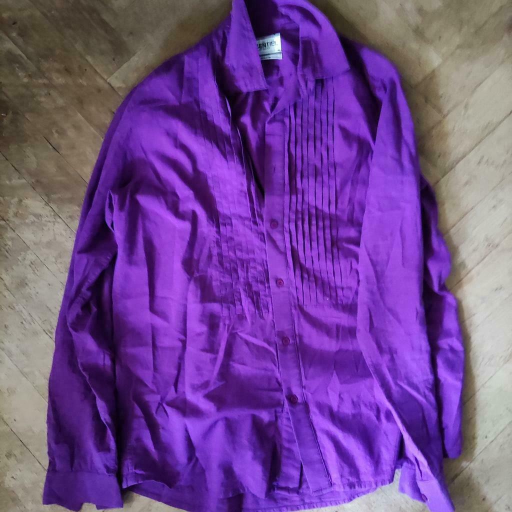 ESSENTIEL Antwerp: paars overhemd, retro, made in India, L, Enlèvement ou Envoi, Comme neuf, Violet