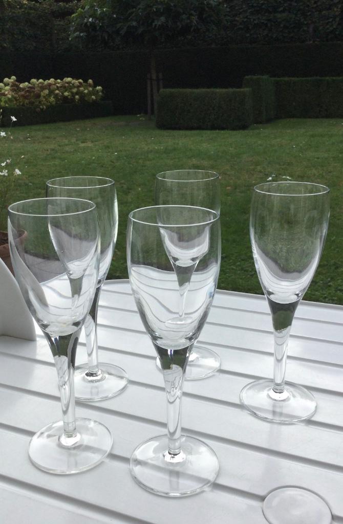 Set van 5 Kristallen Champagneglazen  Set/5€, Antiek en Kunst, Ophalen