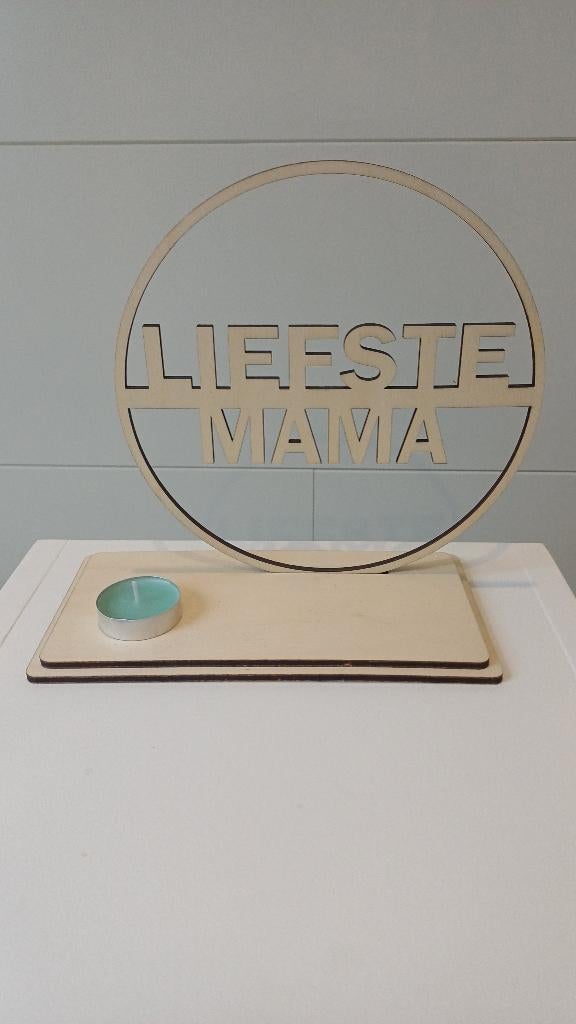 Bague en bois sur pied « Liefste Mama » neuve Dernière pièce, Enlèvement ou Envoi, Comme neuf